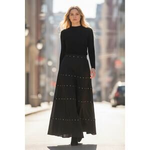 Boho/western style microsuede skirt with riveted details